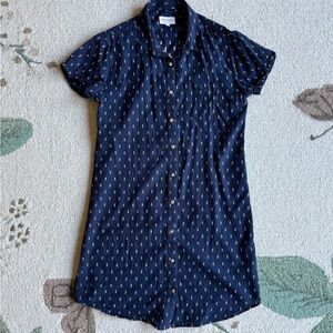 Bridge and Burn Organic Cotton Navy Blue Button-Up Mini Loren Dress S Small